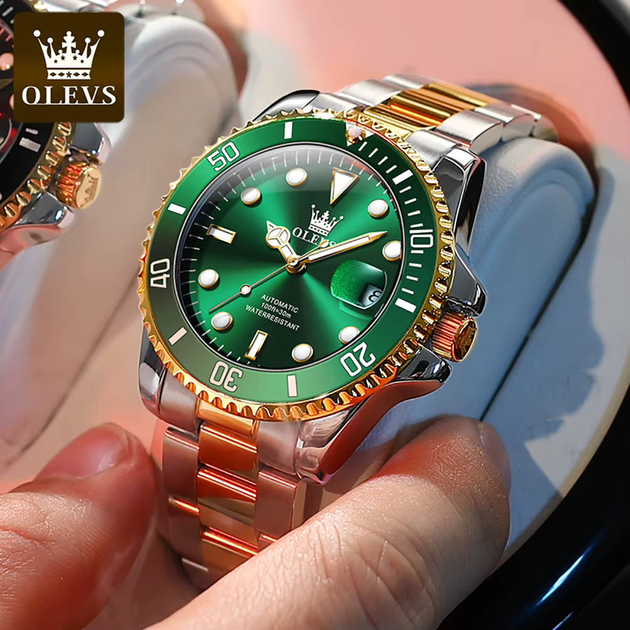 OLEVS Armbanduhr Automatik, Edelstahl, Grün, Herren - Bild 2