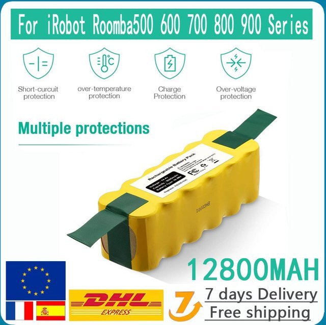 Wiederaufladbarer Akku für iRobot Roomba Staubsauger Serie 500 550 560 600 650 698 780 876 900, 14,4V 12800mAh, Gelb - Bild 1