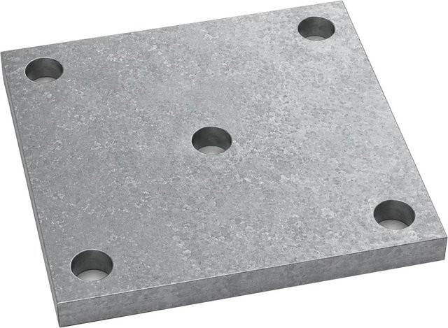 SO-TECH Anschweißplatte aus Stahl Q235 in Schwarz, B/T/H: 120 x 120 x 8 mm mit 5 Befestigungslöchern Ø13 mm - Bild 1
