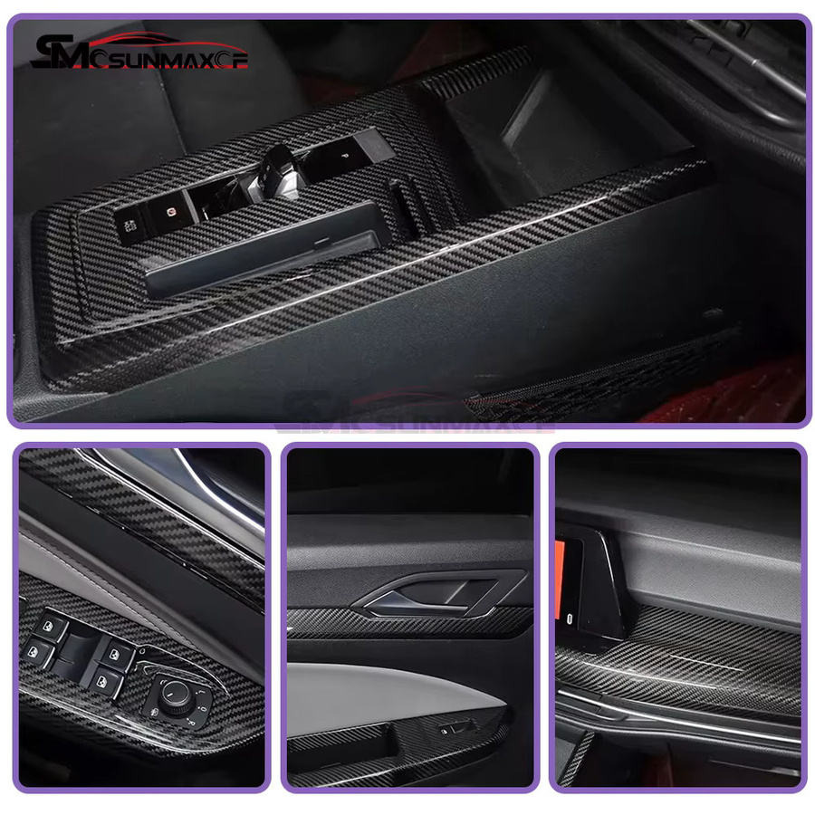 SMCSUNMAXCF Carbonfaser Interieur-Kit für VW Golf 8 MK8 und Golf 8.5 MK8 2020-2026 in Schwarz für Armaturenbrett, Mittelkonsole und Fensterschalterblenden - Bild 3