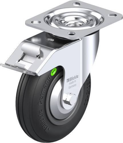 Blickle Lenkrolle L-VWPP 125G-FI-FA mit Feststeller in Schwarz und Silber, Rad-Durchmesser: 125 mm, Tragfähigkeit: 50 kg - Bild 1