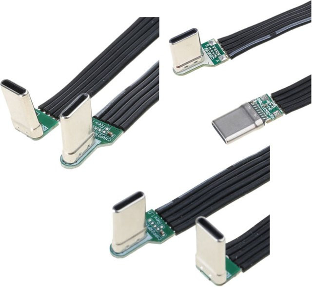 USB-C-Kabel 896C in Schwarz als Winkel-Flachkabel für Hochgeschwindigkeits-Laden und Datensynchronisierung - Bild 1