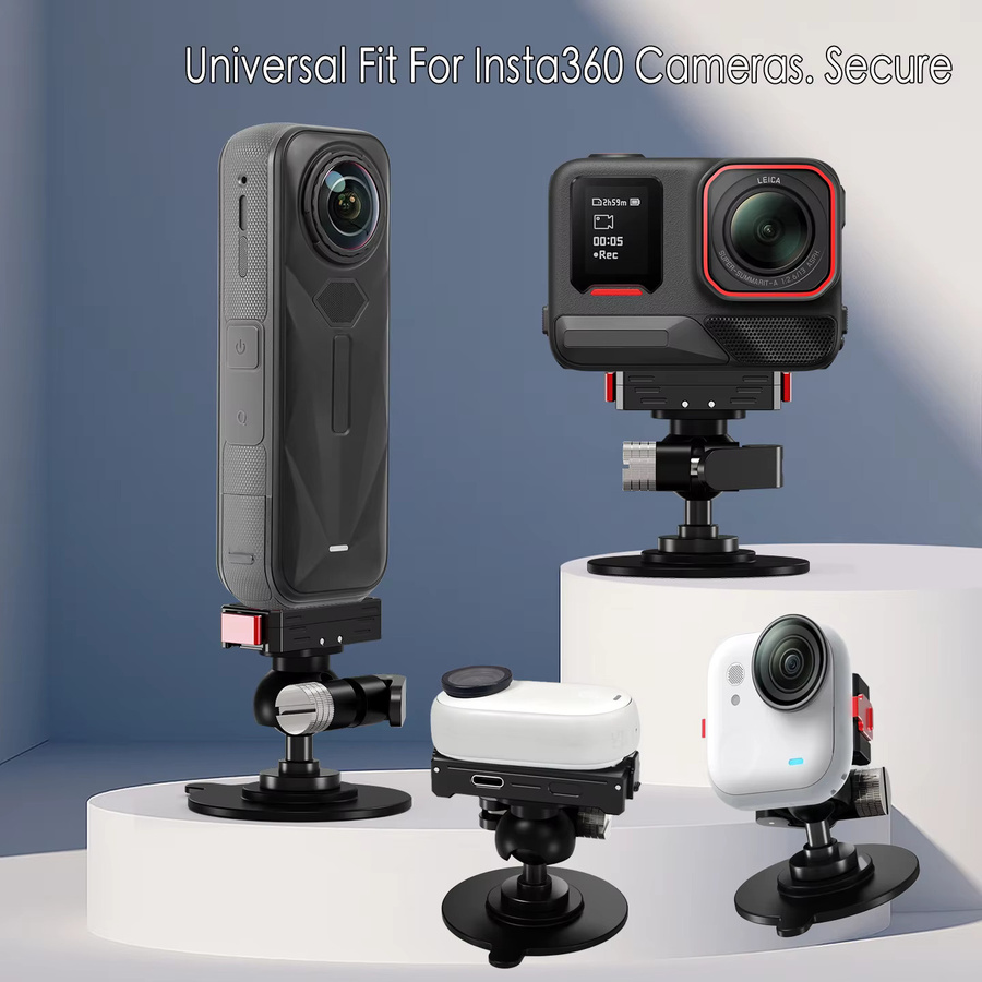 FEICHAO Selbstklebende Auto-Saugnapfbasis mit magnetischem Kugelkopf in Schwarz, aufladbare Kamerahalterung für Insta360 Go 3 3S und AcePro2 X6 X5 X4 GO Ultra - Bild 4