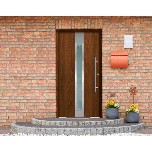 Splendoor Sicherheitshaustür RHODOS Prime RC2 aus Aluminium in Nussbaum Braun mit Glaseinsatz, Höhe: 210 cm, Breite: 110 cm, Tiefe: 7 cm - Bild 2
