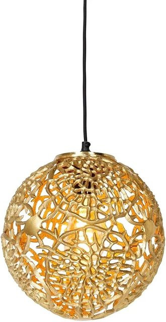 QAZQA Art-Deco Hängeleuchte in Gold und Schwarz aus Metall mit E27 Fassung, dimmbar - Bild 1