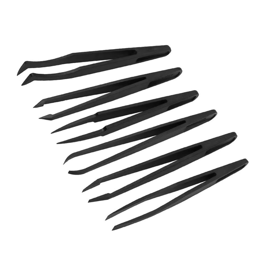 Binoax Präzisionspinzetten-Set aus Kunststoff in Schwarz für Elektronik, Labor und Schmuck - Bild 3