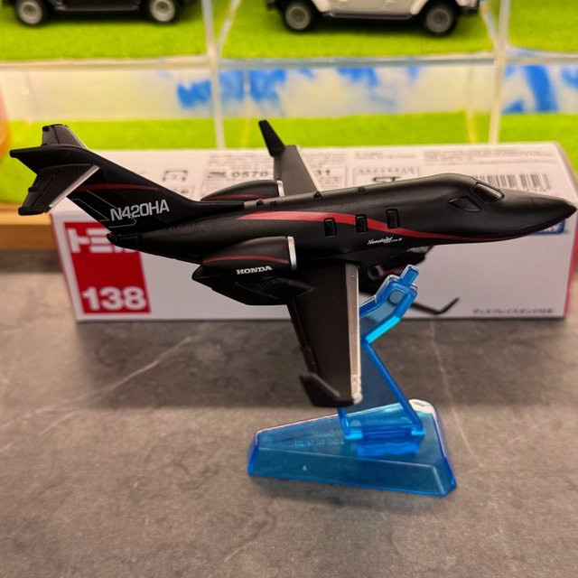 Tomy Long Type Nr. 138 Hon Da Jet II, Miniatur-Flugzeugmodell, Metall, Rot-Weiß-Schwarz, ab 3 Jahren - Bild 1