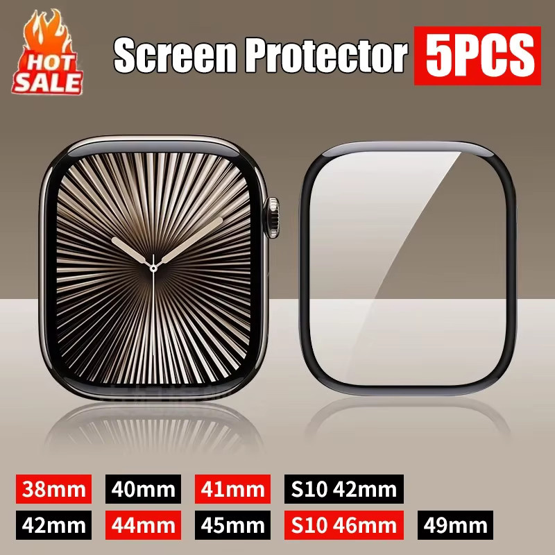 5er Pack Hydrogel Display Schutzfolien für Apple Watch Modelle 38mm bis 49mm, transparent - Bild 1