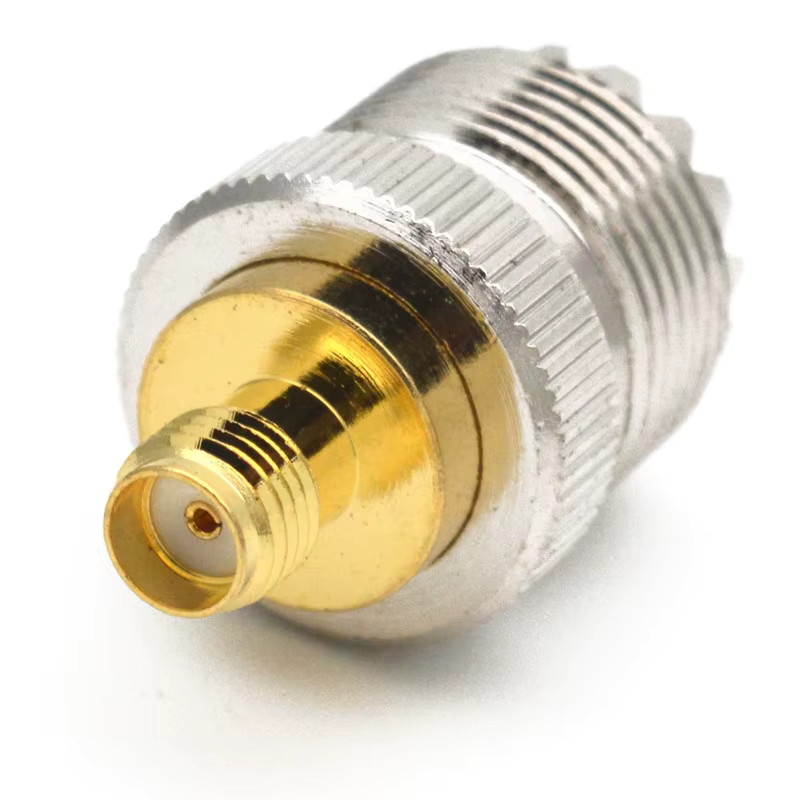 SO-239 auf SMA Adapter, UHF Buchse zu SMA Buchse, RF Koaxial Stecker Adapter, gerade Ausführung aus Kupfer, Farbe: Gold - Bild 2