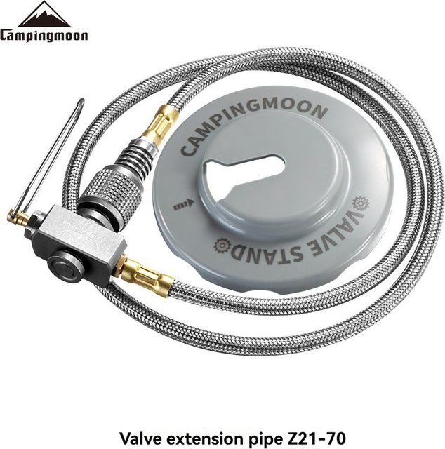 CAMPINGMOON Z21-70 Butan-Gasadapter Verlängerungsschlauch aus Aluminiumlegierung in Silber für Outdoor-Gaskocher, Länge: 70 cm - Bild 1