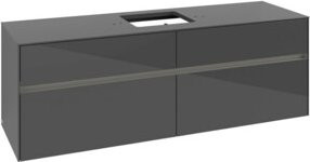 V&B Waschtischunterschrank Collaro in Grau Glossy mit Waschtisch und LED 12W, B/T/H: 160 x 54,8 x 50 cm - Bild 1