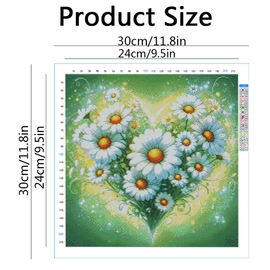 EverShine DIY Kreuzstich Kit Gänseblümchen mit Herz Motiv in Multicolour - Bild 2
