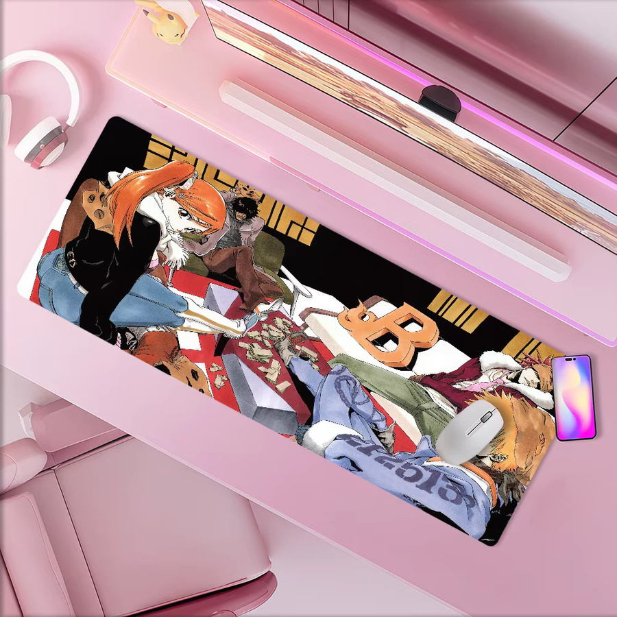 Anime B-Bleach Mauspad in Multicolour, rutschfeste und verdickte Gaming-Schreibunterlage mit Randversiegelung - Bild 6