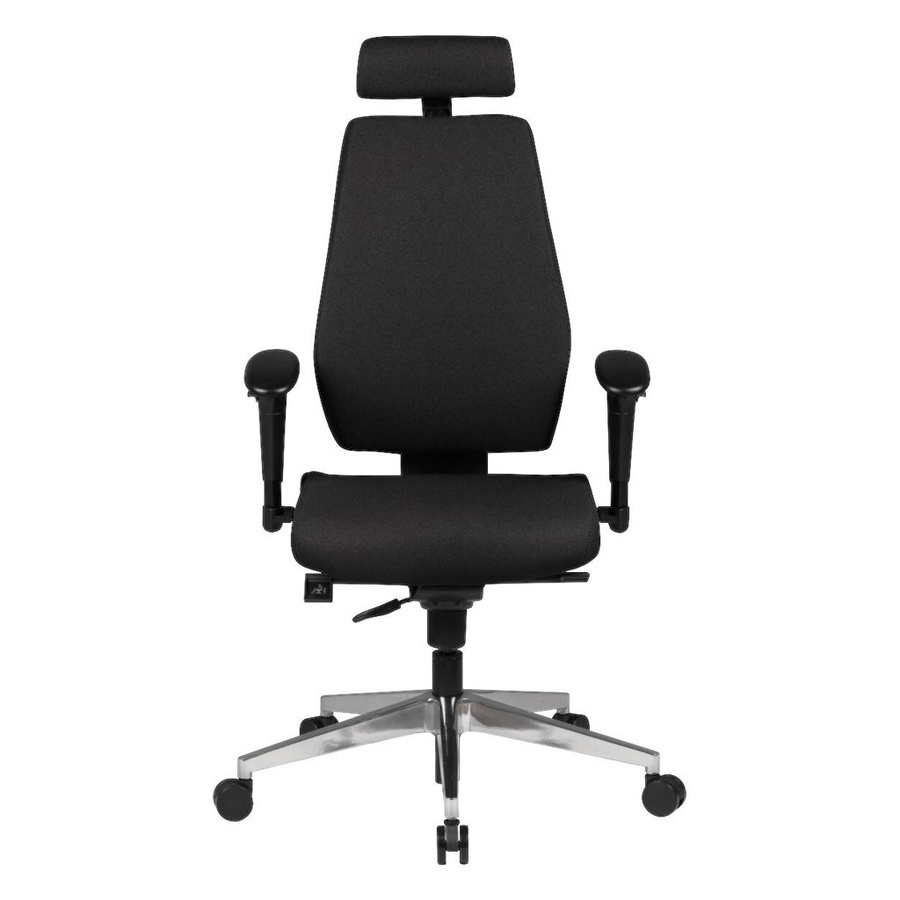 Amstyle Chefsessel Darius Drehstuhl mit Kopfstütze und Stoffbezug in Schwarz und Silber, Höhe: 141 cm, Breite: 76 cm, Tiefe: 70 cm - Bild 2