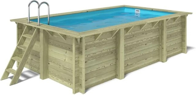 ALTANKA Holzpool Aqua in Grün mit einzubetonierendem Profil, rechteckig, B/T/H: 465 x 285 x 124 cm - Bild 1