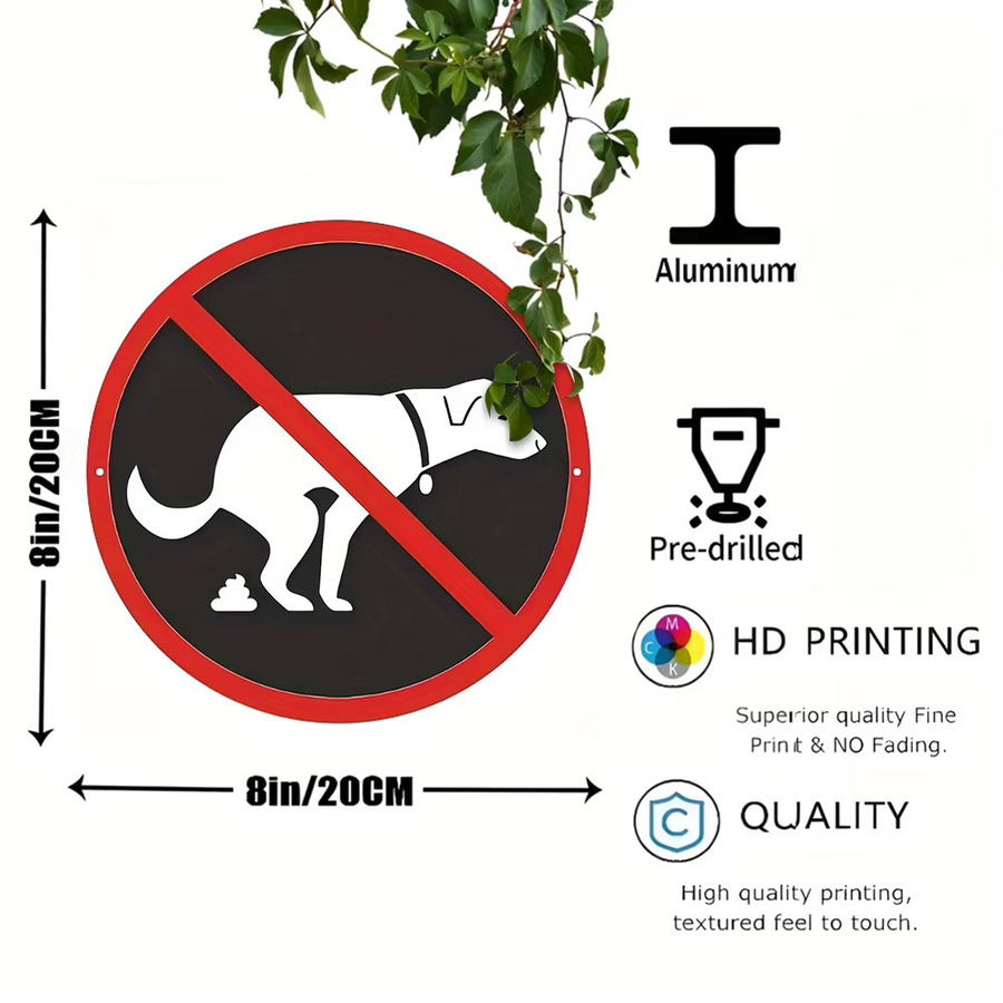 Rundes Vintage Hundekot-Schild aus Aluminium von CIFBUY in Rot, Durchmesser: 20 cm - Bild 2