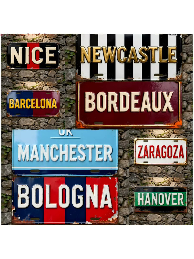 Potdemiel Retro Aluminium-Nummernschild aus Metall für die Wanddekoration B/H: 30 x 30 cm - Bild 3