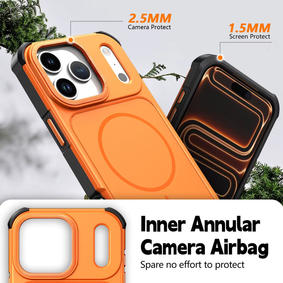 SUNWARD MagSafe Magnetische Handyhülle für iPhone 17 16 15 14 13 12 11 Pro Max Plus – Robuste Heavy-Duty Hybrid Stoßfeste Schutzhülle in Schwarz und Orange - Bild 4