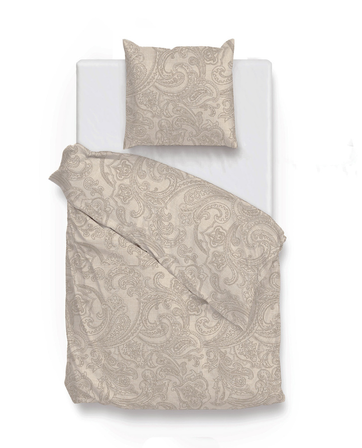 Zo! Home Baumwollbettwäsche Paisley di Lino Sandy in Beige Natur Meliert, Set bestehend aus Bettbezug und Kissenbezug, B/H: 155 x 220 cm und 80 x 80 cm - Bild 1