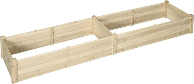 Outsunny Blumenkasten aus Tannenholz mit 2 Pflanzbereichen in Naturholz, B/T/H: 244 x 61,5 x 27 cm - Bild 1