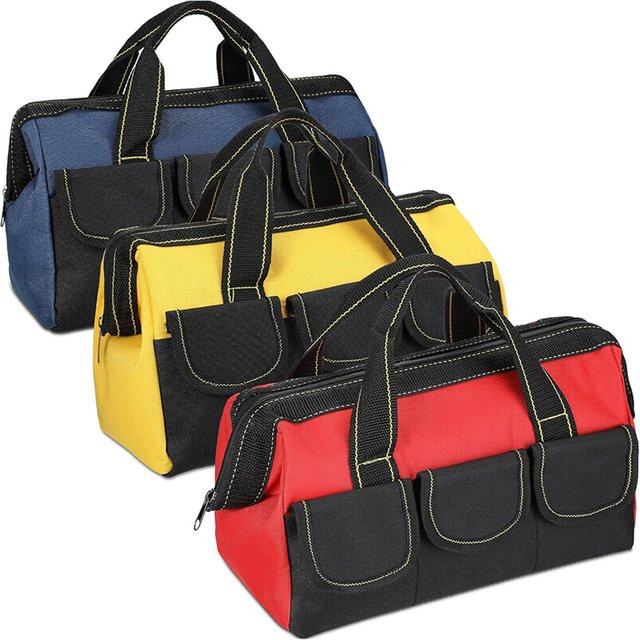 WOZOBUY Werkzeugtasche 12 Zoll in Gelb mit wasserdichtem Hartboden und weitem Mund für Elektriker, B/T/H: 36,83 x 24,38 x 21,59 cm - Bild 1