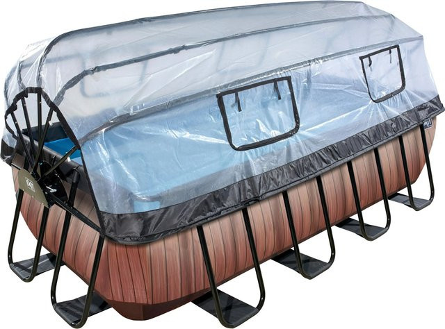 EXIT Wood Pool Braun mit Sandfilterpumpe und Abdeckung B/T/H: 400 x 200 x 100 cm - Bild 1