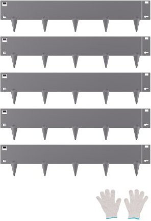 VEVOR Rasenkante 5er-Set aus rostbeständigem Metall in Dunkelgrau, Beetumrandung und Raseneinfassung, B/H/D: 99 x 20,7 x 0,15 cm - Bild 1