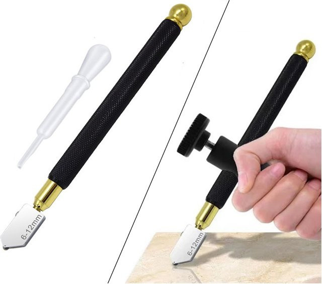 Vibratite Emery Glas Cutter Set mit Hartmetallspitze im Bleistilstil für Fliesen und Glas, 2 Stück, Schneidbereich 6-12 mm - Bild 1