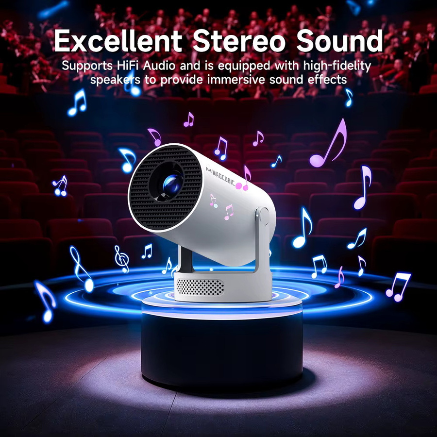 Magcubic HY300 Pro Projektor mit Android 14, 8K Unterstützung, 720P HD Auflösung, Dual-WLAN und Bluetooth 5.4, 290 ANSI Lumen, 180 Grad flexibler Stand, tragbarer Kino-Projektor für Outdoor und Indoor - Bild 5