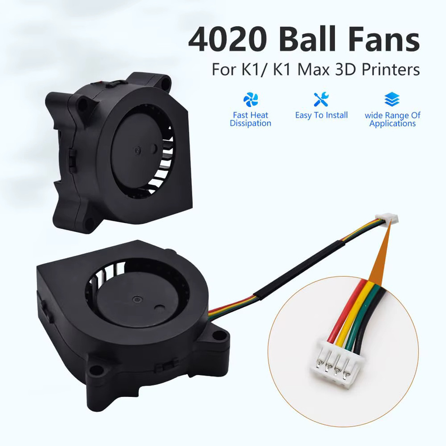 Creality Extruder-Lüfter-Set für K1, K1C und K1 Max mit 3010 Axiallüfter und 4020 Gebläselüfter DC24V in Schwarz - Bild 3