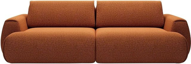 Vente-unique Schlafsofa Monelia in Terracotta mit Schlaffunktion und Auszugsschublade aus Chenille-Stoff, Breite: 260 cm - Bild 1