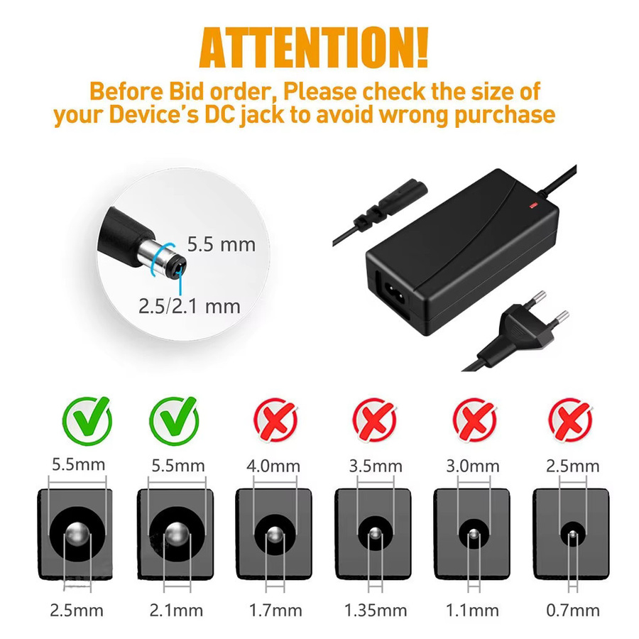 Aleaivy Lithium-Batterieladegerät 54,6V 2A für 13S Li-Ionen-Akkupacks, Schwarz, DC-Stecker 5,5mm x 2,1mm - Bild 5