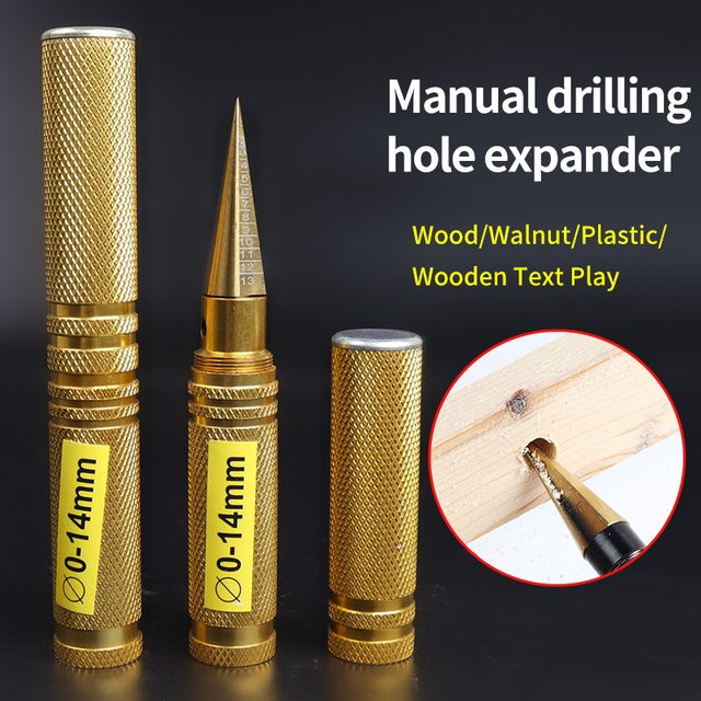 Goldener manueller Locherweiter der dritten Generation als Bohrwerkzeug für Holzbearbeitung und Modellbau, Lochöffner-Set für DIY-Projekte, 0–14 mm - Bild 1
