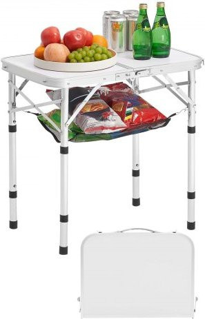 VEVOR Klapptisch aus Aluminium und MDF, höhenverstellbarer Campingtisch für Outdoor und Garten, Silber, B/T: 60 x 40 cm - Bild 1