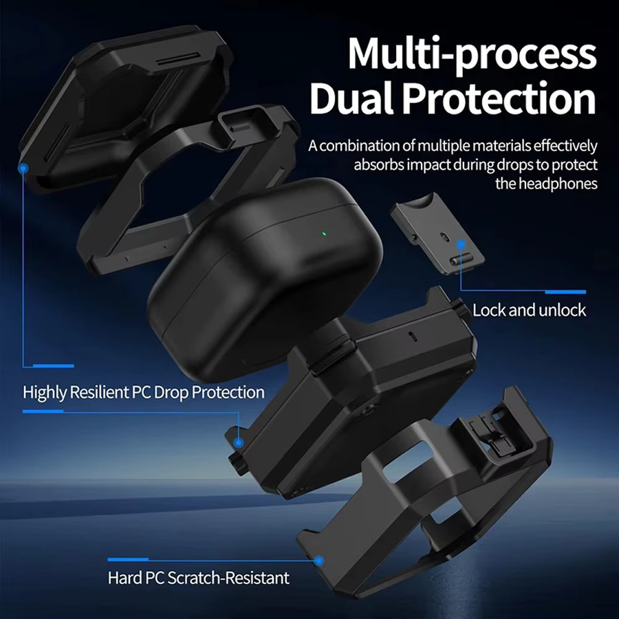Schutzhülle für Samsung Galaxy Buds 4 und Buds 4 Pro mit Schlüsselanhänger in Schwarz und Gelb - Bild 2