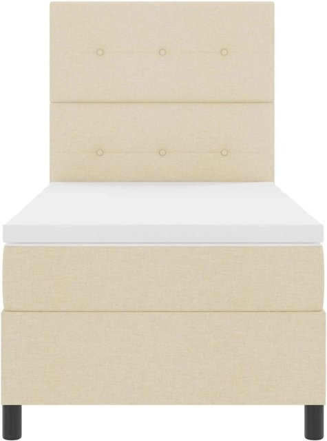 vidaXL Boxspringbett mit Matratze und LED-Unterbettbeleuchtung in Beige, B/T/H: 80 x 200 x 128 cm - Bild 1
