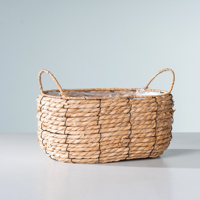 Rattan Korb mit Henkel von BLUME2000 in Beige und Braun, B/T/H: 27,5 x 21,5 x 13,5 cm - Bild 1