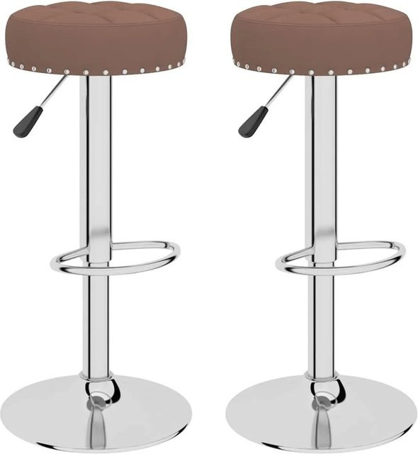 DELUKE Barhocker KENT 2er Set höhenverstellbar und drehbar in Braun-antik Braun aus Stoff - Bild 1