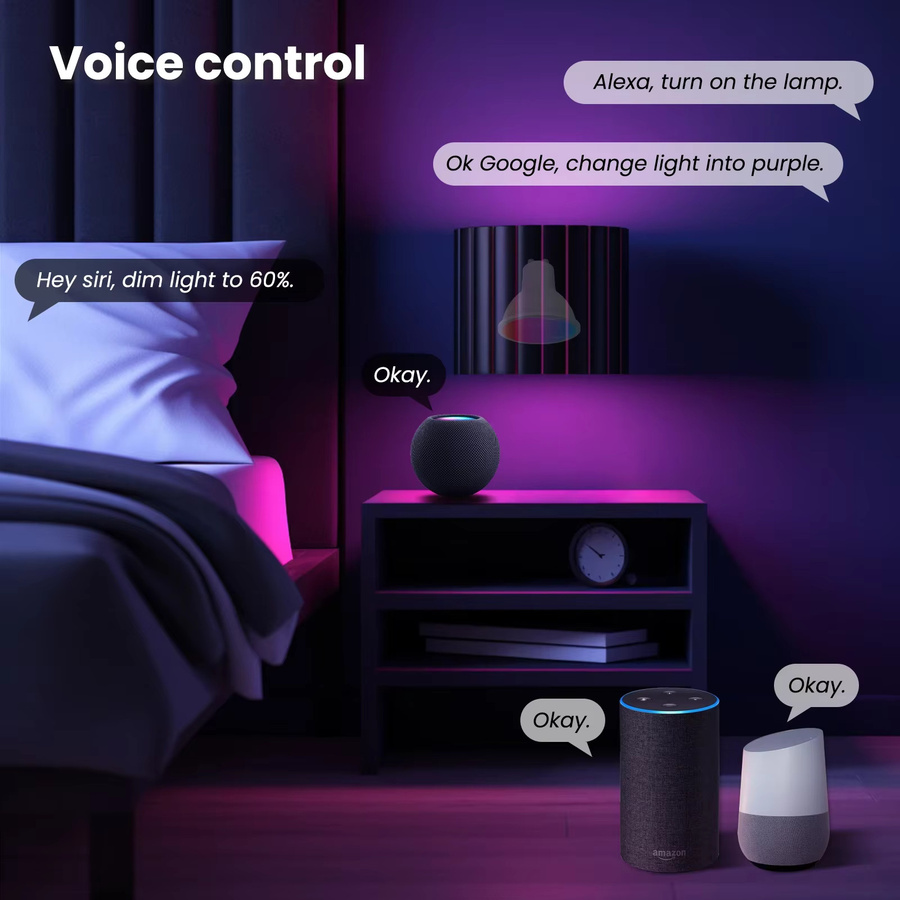Tuya Matter WiFi Smart Bulb Dimmbare LED-Kerzenlampe mit 16 Millionen RGB-Farben, GU10 E27 E14, Sprachsteuerung für Alexa und Google Home - Bild 5