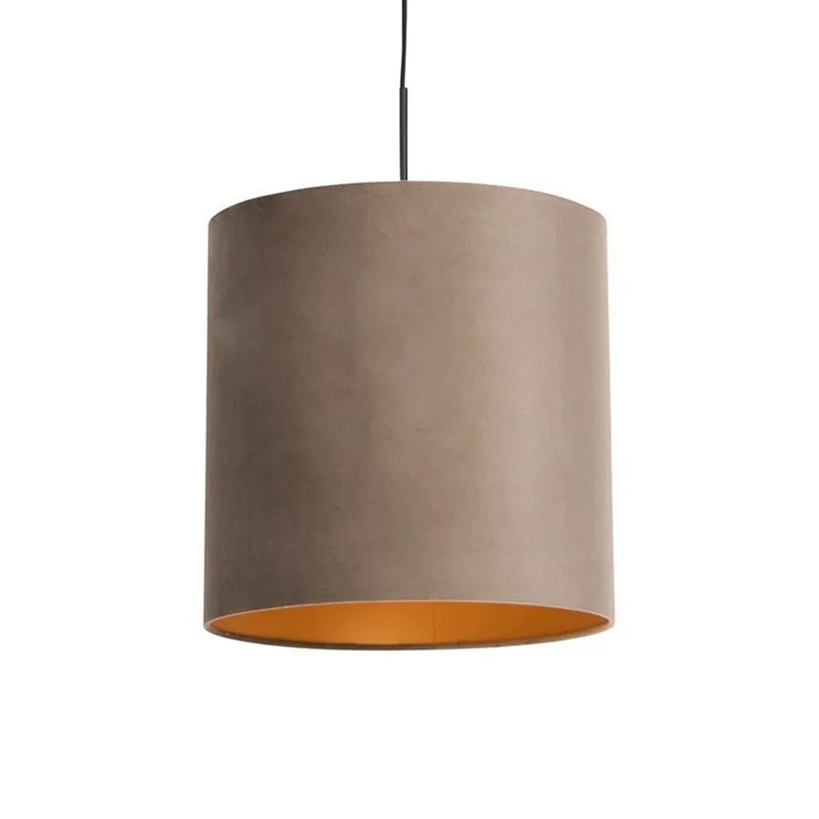 QAZQA Hängelampe mit Samtschirm in Taupe und Gold, Durchmesser: 40 cm - Bild 2