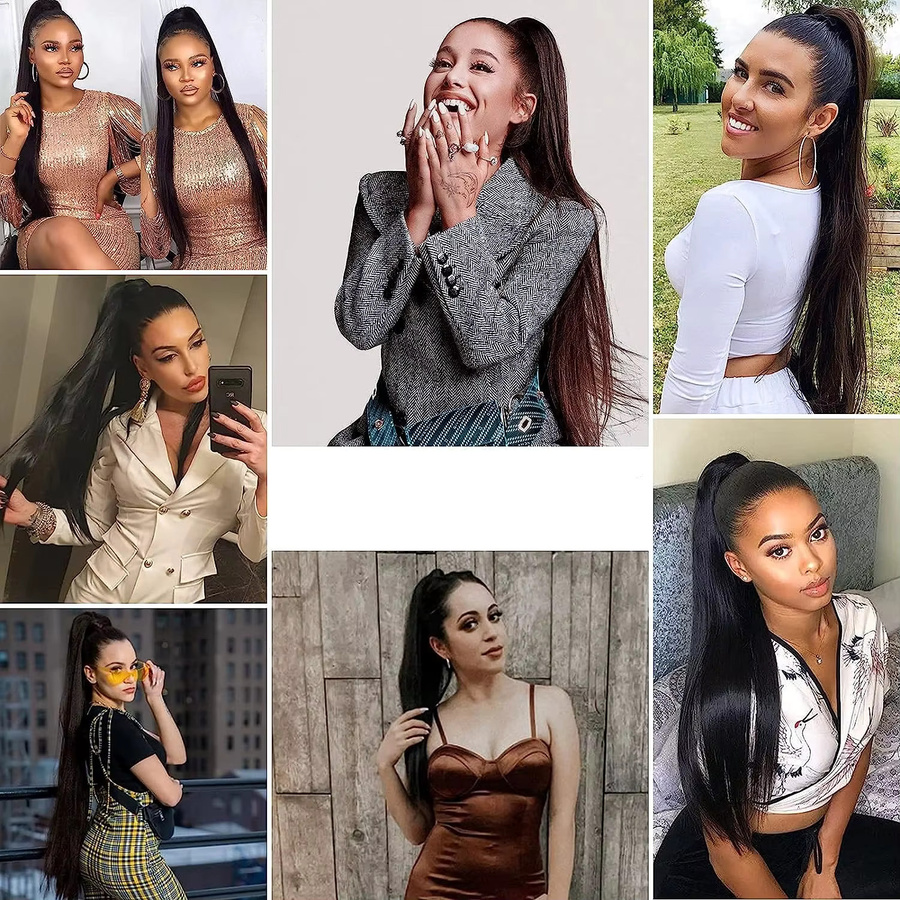 Dula A Hair Echthaar-Pferdeschwanz-Extensions, Damen, Natürliches Schwarz - Bild 6