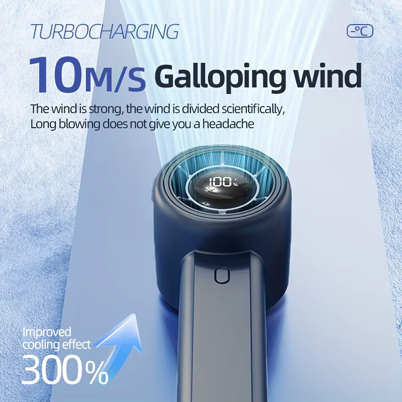 HAOYUNMA Mini Handheld Fan, Tragbarer Hochgeschwindigkeitsventilator mit 2000mAh Akku, USB-wiederaufladbar, Weiß - Bild 6