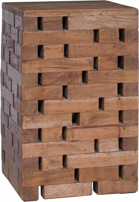 Hocker aus Massivholz in Natur und Braun von vidaXL, Landhaus- und Industrial-Stil, H x B x T: 48 x 29 x 29 cm - Bild 1