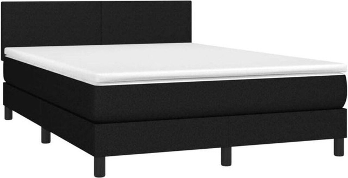 vidaxl Boxspringbett mit Matratze in Schwarz aus Stoff, B/B: 140 x 190 cm - Bild 1