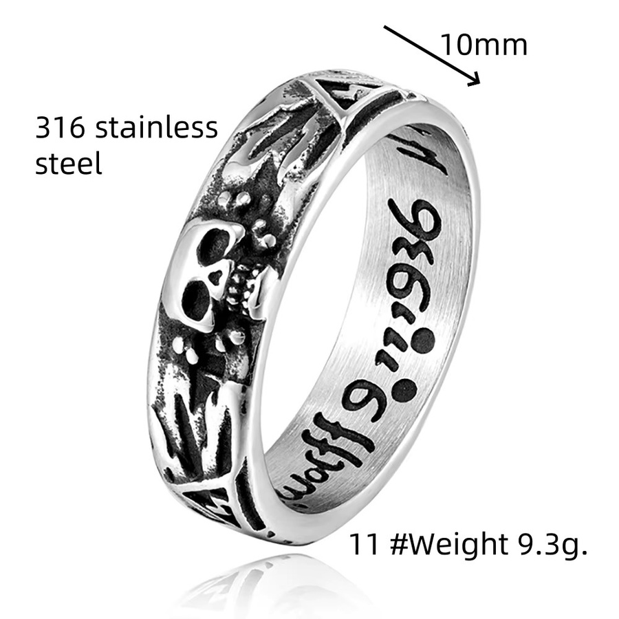 bobo cover Ring Schädel, Edelstahl, Silber, Herren - Bild 3