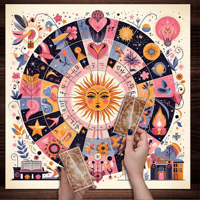 VIKAMA Astrologische Tischdecke mit Sonnen- und Konstellationsmotiv in Multicolor - Bild 1