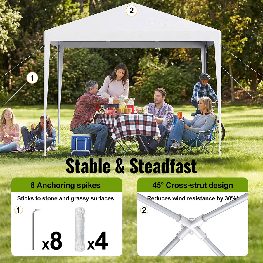 LOEFME Outdoor-Pavillon Markisenzelt für 6-8 Personen, wasserdicht und winddicht mit UV-Sonnenschutz und abnehmbaren Seitenwänden, B/T: 400 x 300 cm, grau/weiß - Bild 2