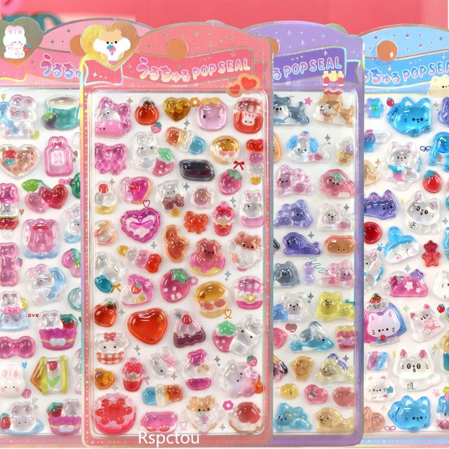 Rspctou Kawaii Süße Cartoon-Tiere 3D-Relief-Aufkleber, multicolor, resin - Bild 1