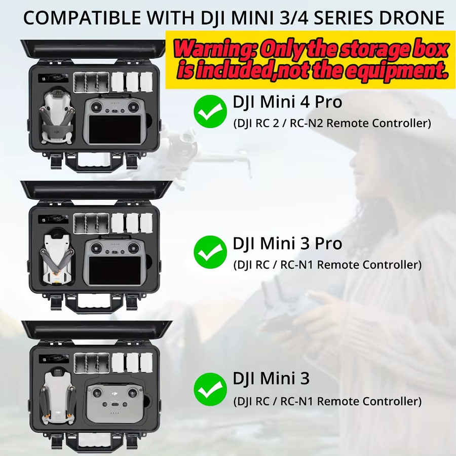 Hartschalen-Tragetasche für DJI Mini 4 Pro, Mini 3 Pro und Mini 3 in Schwarz, Reisetasche für DJI Mini 4 Pro Fly More Combo - Bild 3