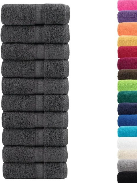 vidaXL Premium-Gästetücher SOLUND, 10 Stück, Anthrazit, Baumwolle, 30 x 50 cm, 600 g/m² - Bild 1